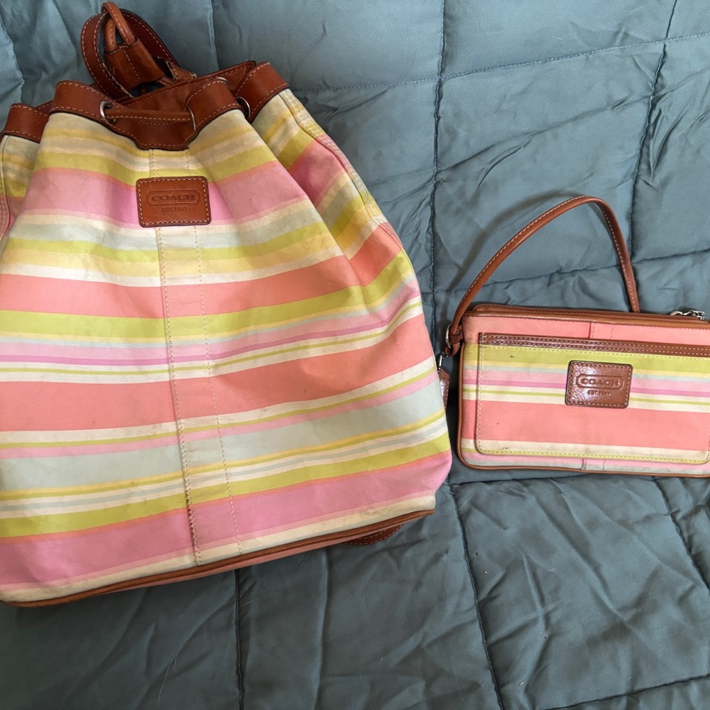 Set of Two - Coach Drawstring Backpack & Zipper Wristlet